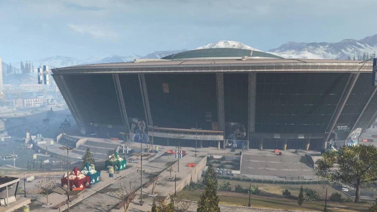 stadium outside shot building facing left