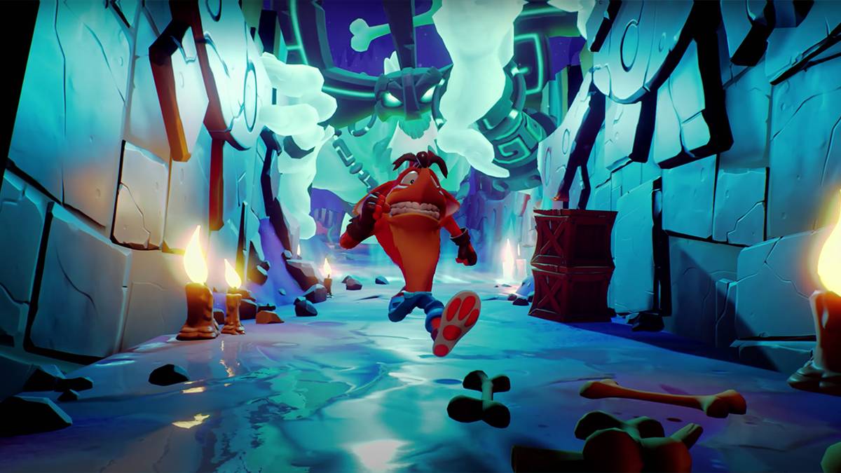 Crash running from monster