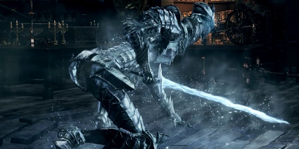 frost coated savage knight wielding a irithyll straight sword in dark souls 3