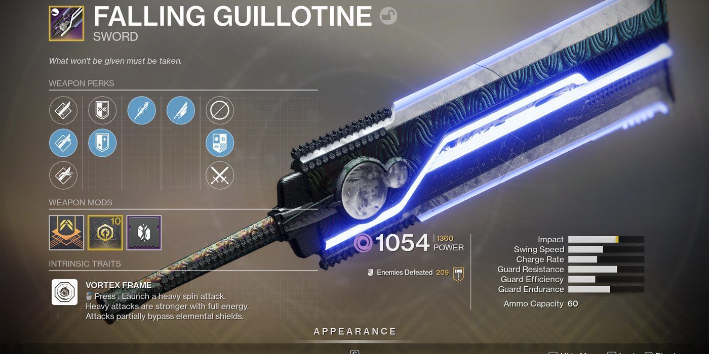 Destiny 2 Falling Guillotine Sword