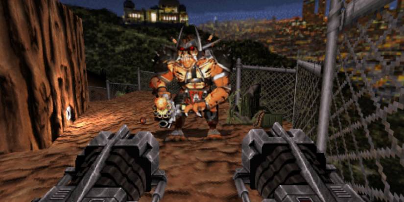 facing an enemy with dual-guns