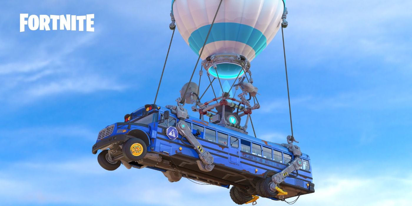 fortnite blue battle bus in the sky
