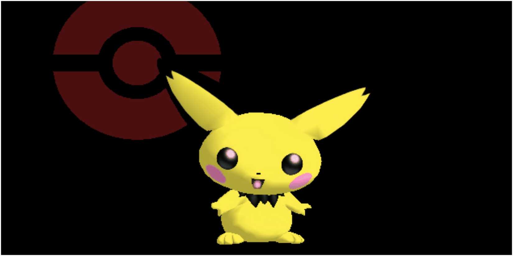 pichu against dark background and pokeball icon