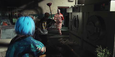 resident evil resistance aiming guns at zombies in laundry room
