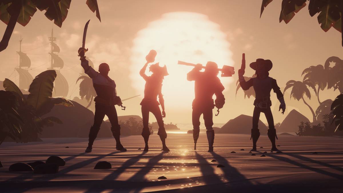 pirates in the sunset