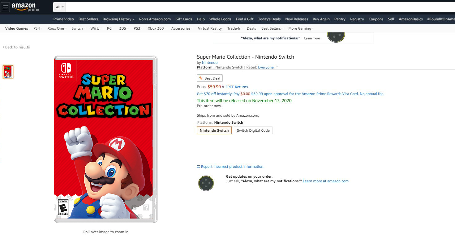 Super mario collection switch on sale amazon