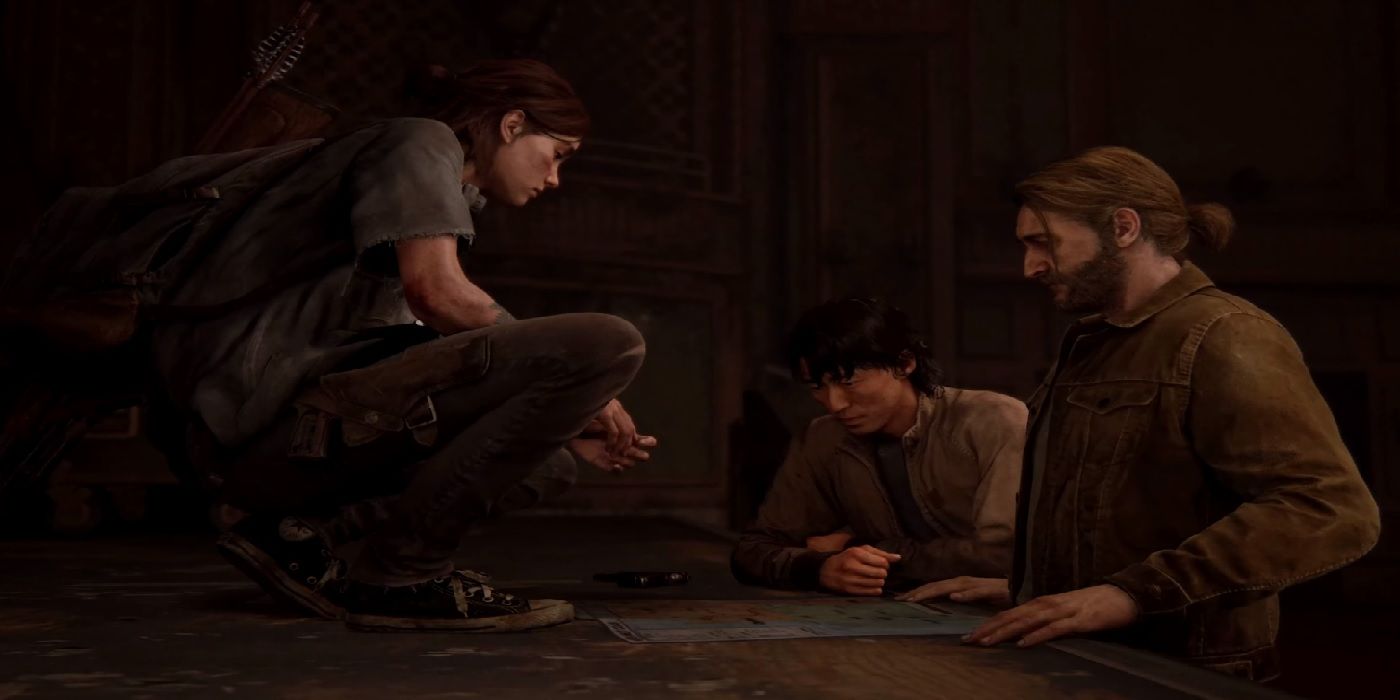 the last of us part 2 ellie jesse and tommy talking how to get home