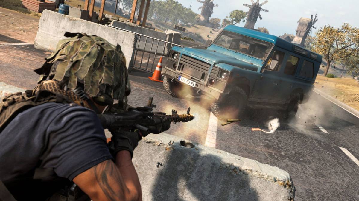 warzone car with assault rifle