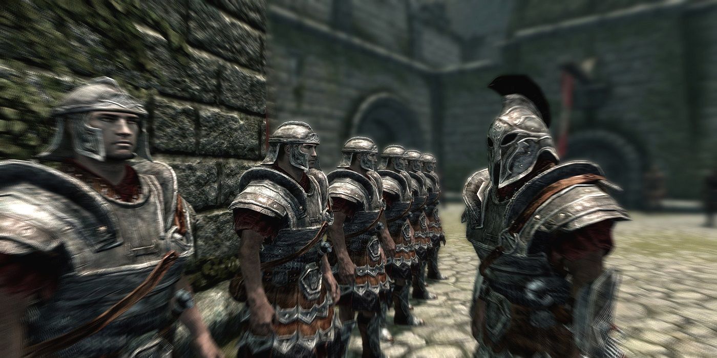 Imperial Legion soldiers in the Castle Dour courtyard