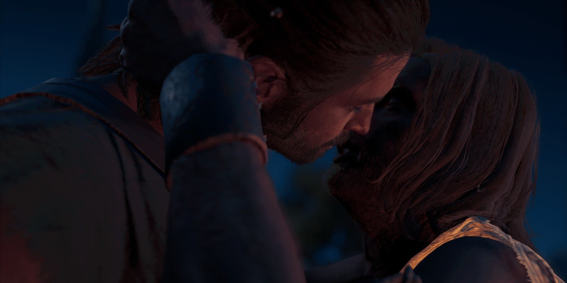 Alexios about to kiss Lykinos