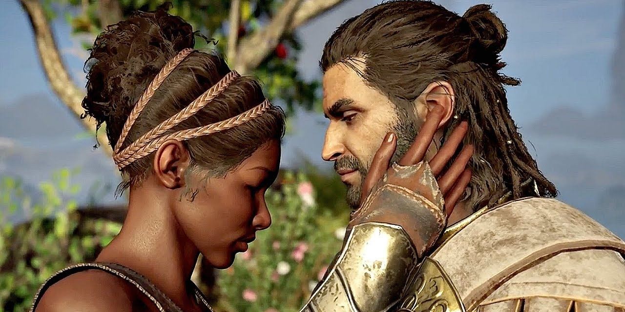 Roxana holds Alexios' face lovingly