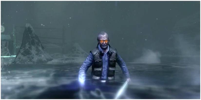 George A. Romero emerging from water