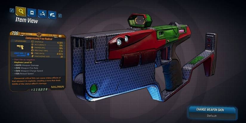 Borderlands 3 Free Radical Legendary pistol