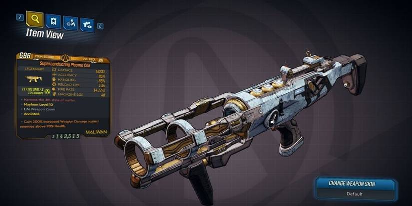 Borderlands 3 Plasma Coil legendary SMG
