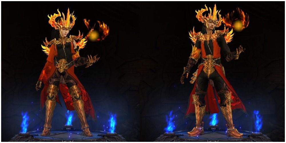 Diablo 3 Firebird's Finery Side By Side On Male And Female Wizards