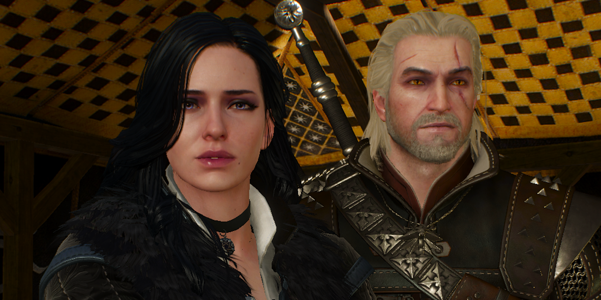 Geralt and Yennefer facing camera in The Witcher 3