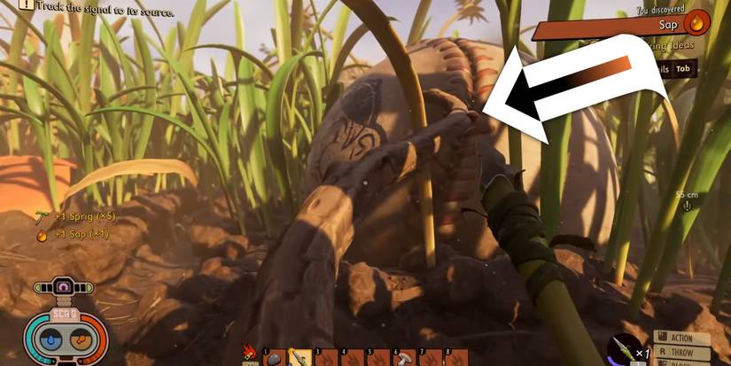 In Grounded, sap can be found clinging to twigs.