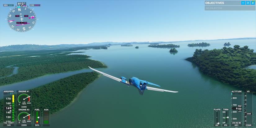 Buzzing over islands.