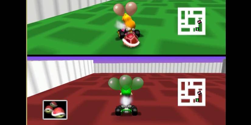 Mario Kart N64 Battle Red Shell Peach Luigi