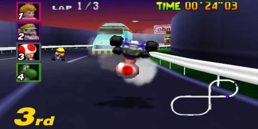 Mario Kart 64 Toad's Turnpike Crash