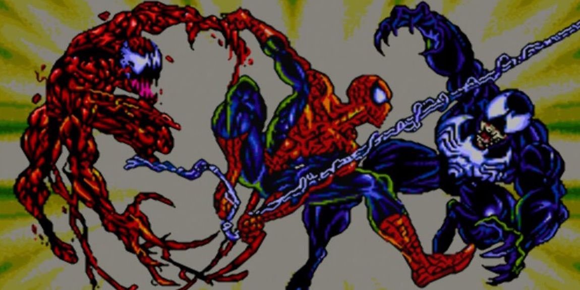 Spider-Man fighting Venom and Carnage