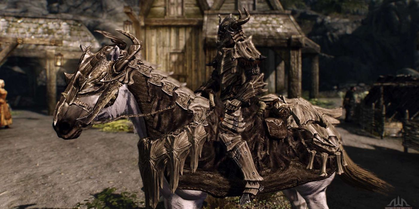 Skyrim Dragonborn on armored horse