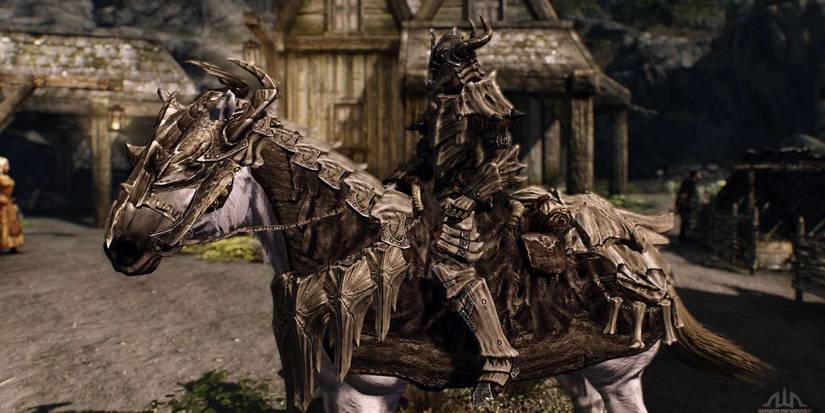 Skyrim Dragonborn on armored horse