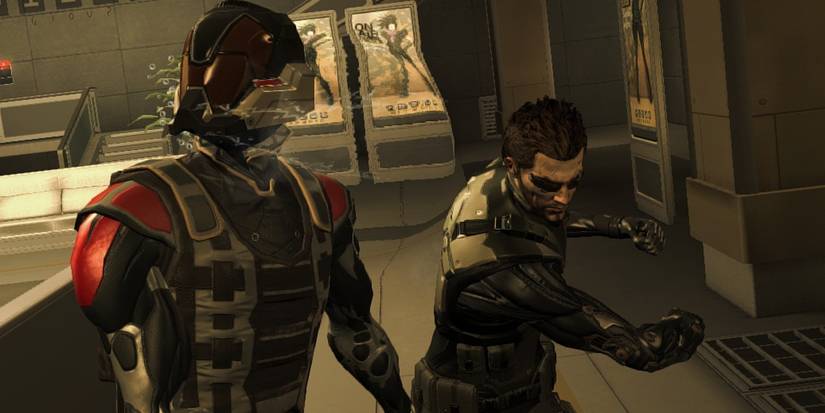 A stealth takedown in Deus Ex Human Revolution