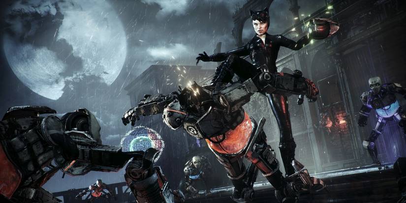 Catwoman Fighting Riddler Robots