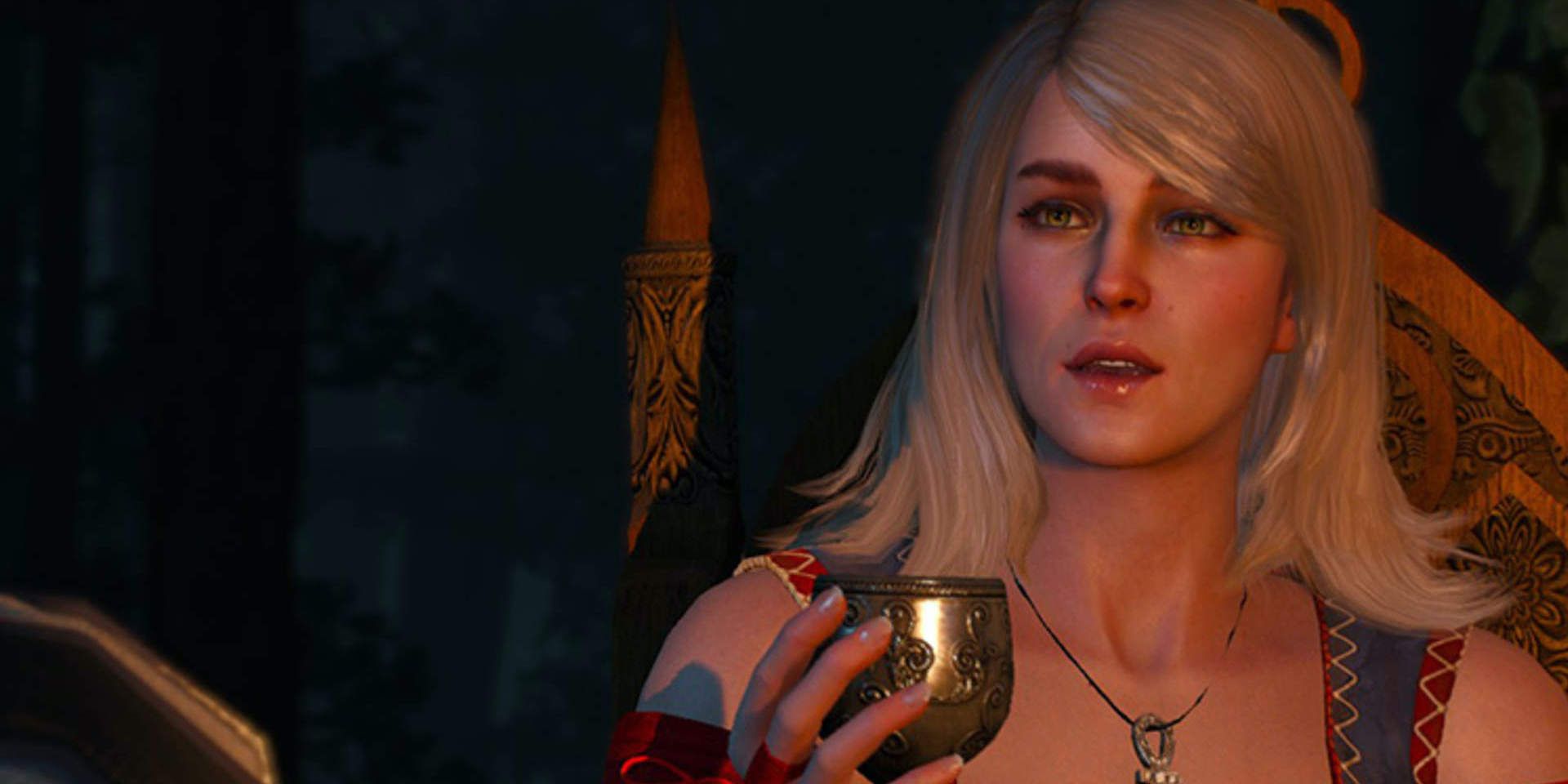 The Witcher 3 Keira Metz and Geralt have dinner
