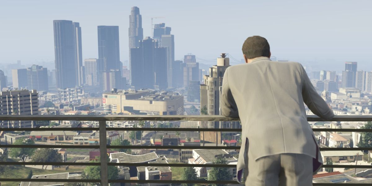 Screenshot Of Michael Looking Over Los Santos In GTA V
