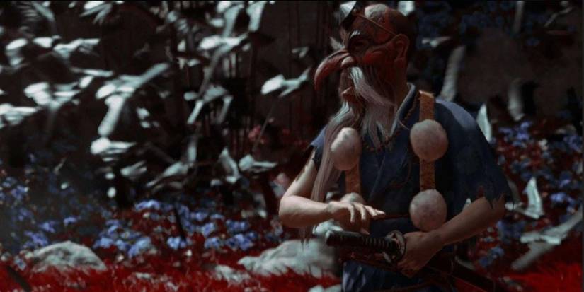 Ghost of Tsushima Tengu Demon preparing to draw his sword