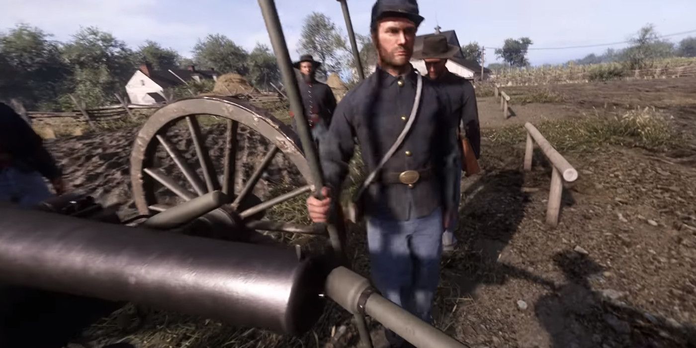A soldier loads a round into a cannon in War of Rights.