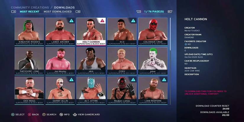 Community creations from WWE 2K20
