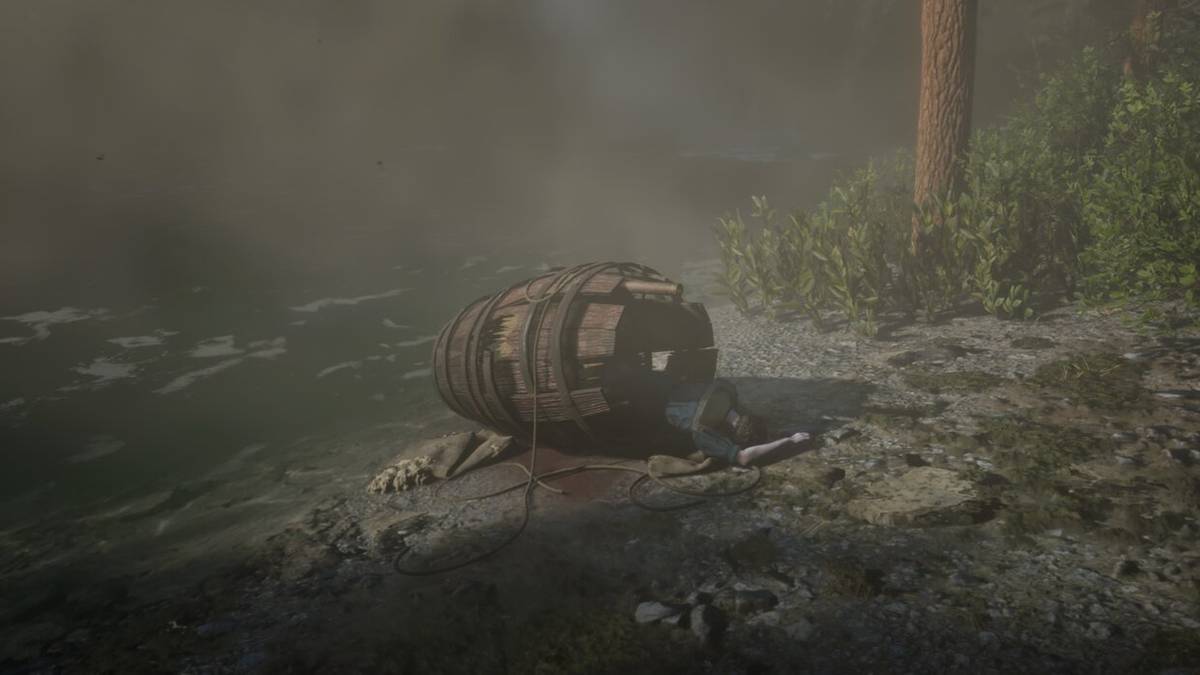 red dead 2 barrel corpse