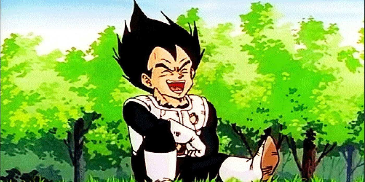 Vegeta laughing in Dragon Ball Z