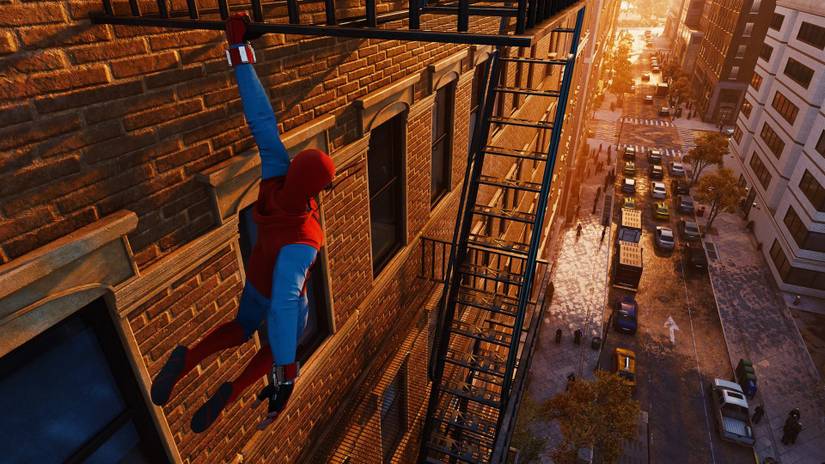 fire escape swing spider-man