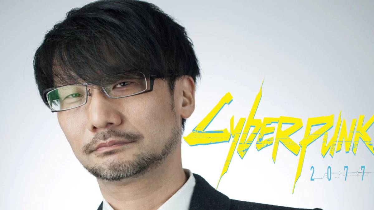hideo kojima with cyberpunk 2077 logo