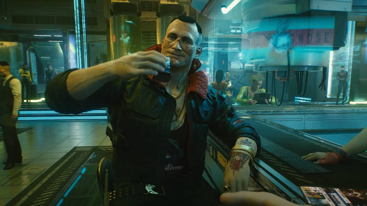 Jackie Welles drinking with V