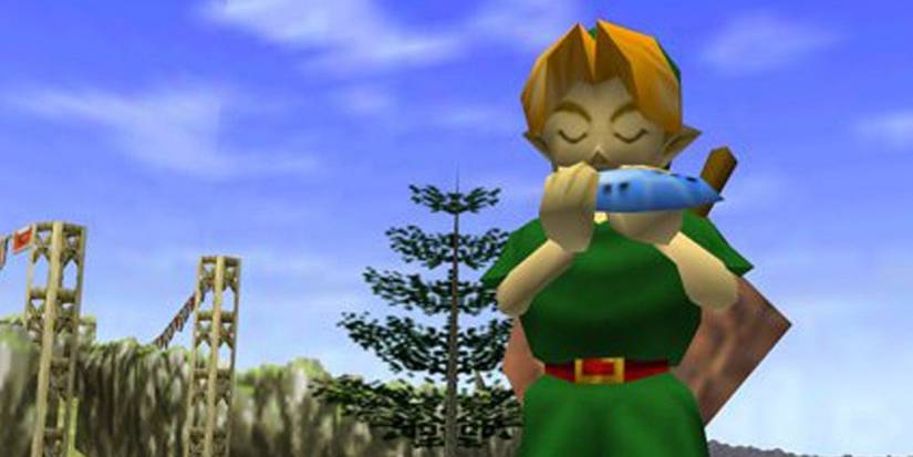 Link playing his ocarina