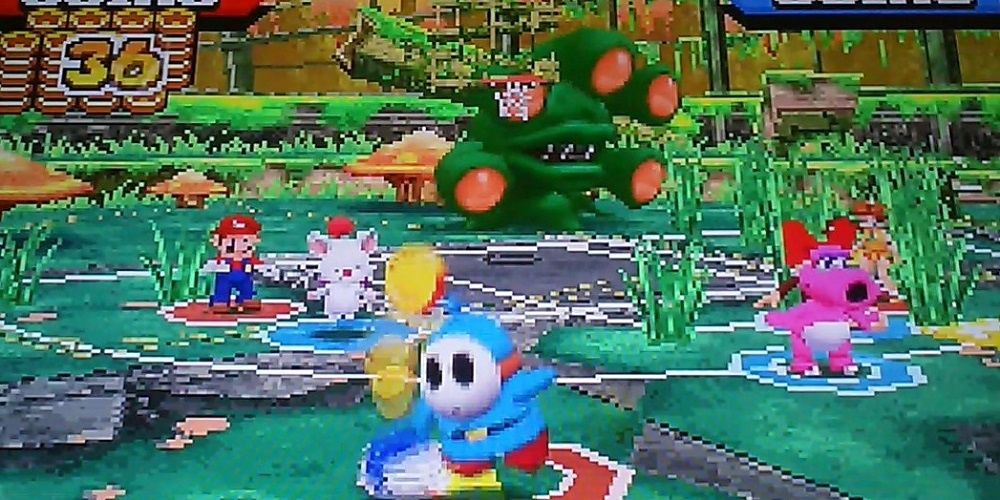 Mario characters playing baskteball