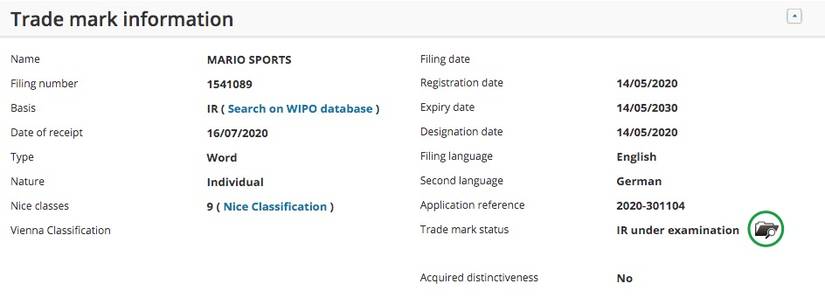 mario sports switch trademark