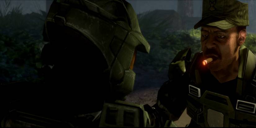 Sgt Johnson smoking Cigar