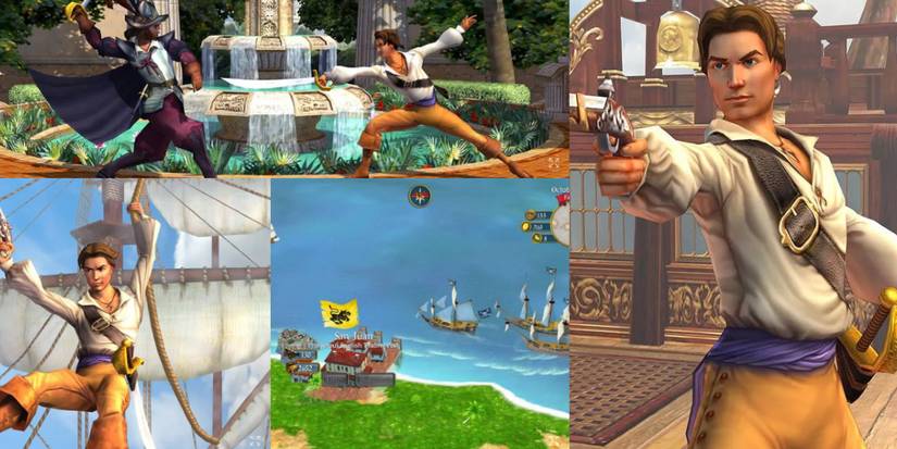 sid meiers pirates game with naval combat and sword fighting