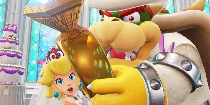 super mario odyssey - peach and bowser