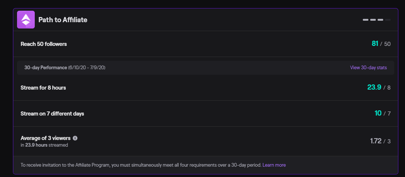 twitch streamer affiliate