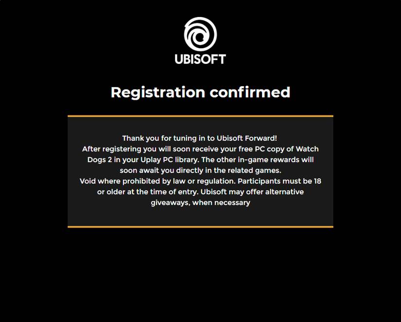 The screen players will see after claiming their free copy of Watch Dogs 2