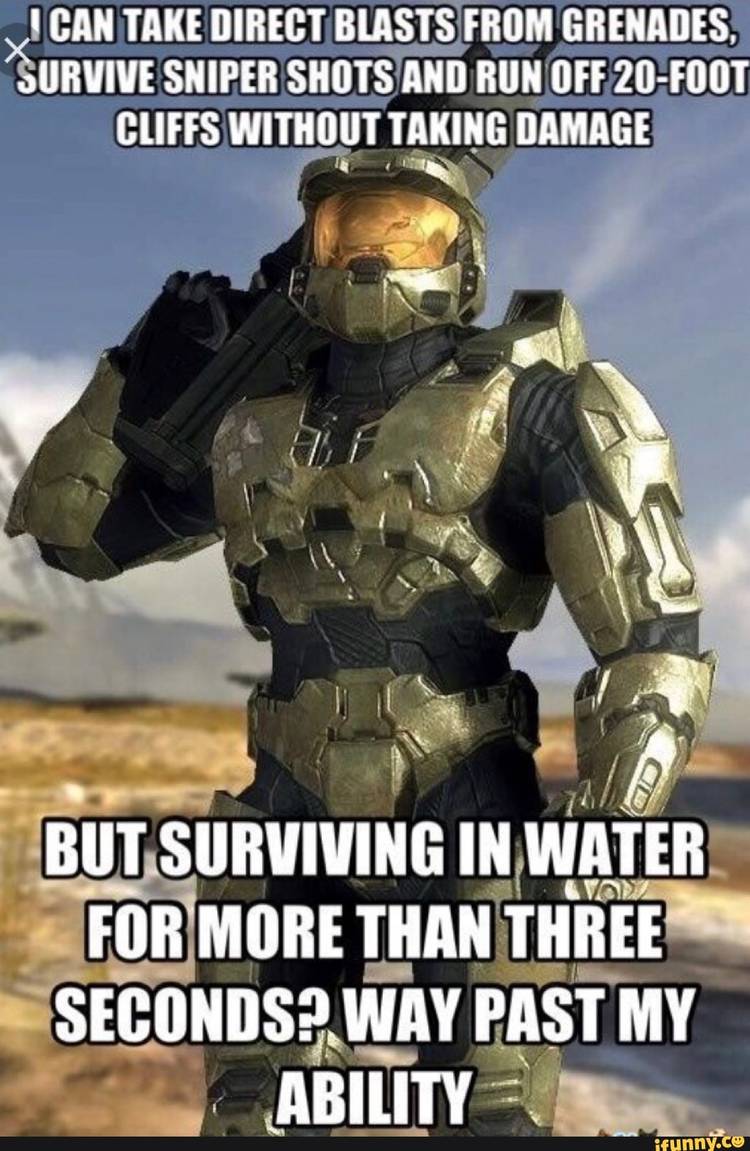 Halo can't swim meme