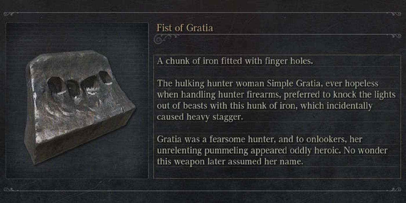 Bloodborne Fist of Gratia menu lore