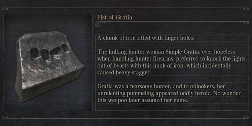 Bloodborne Fist of Gratia menu lore